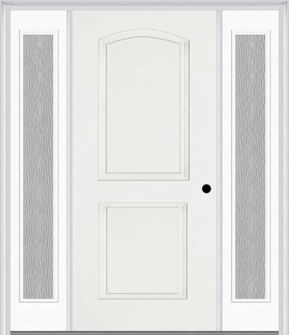 MMI 2 PANEL ARCH 3'0" X 6'8" FIBERGLASS SMOOTH EXTERIOR PREHUNG DOOR WITH 2 FULL LITE CLEAR OR PRIVACY/TEXTURED GLASS SIDELIGHTS 22