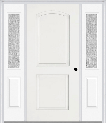 MMI 2 PANEL ARCH 3'0" X 6'8" FIBERGLASS SMOOTH EXTERIOR PREHUNG DOOR WITH 2 HALF LITE CLEAR OR PRIVACY/TEXTURED GLASS SIDELIGHTS 22