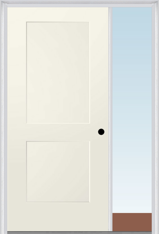 MMI 2 PANEL 3'0" X 6'8" FIBERGLASS SMOOTH EXTERIOR PREHUNG DOOR WITH 1 DIRECT SET SIDELIGHT 110