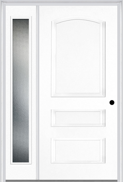 MMI 3 PANEL 3'0" X 6'8" FIBERGLASS SMOOTH EXTERIOR PREHUNG DOOR WITH 1 FULL LITE CLEAR OR PRIVACY/TEXTURED GLASS SIDELIGHT 31