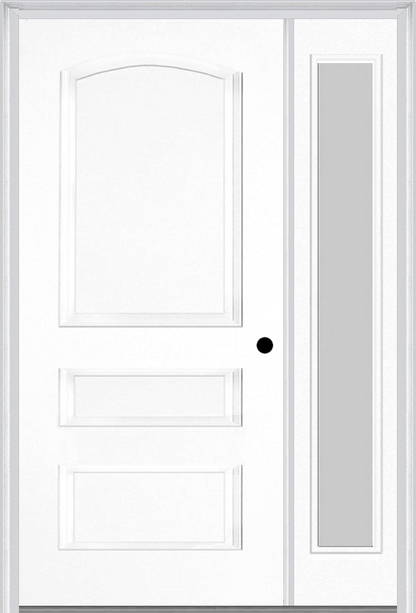 MMI 3 PANEL 3'0" X 6'8" FIBERGLASS SMOOTH EXTERIOR PREHUNG DOOR WITH 1 FULL LITE CLEAR OR PRIVACY/TEXTURED GLASS SIDELIGHT 31