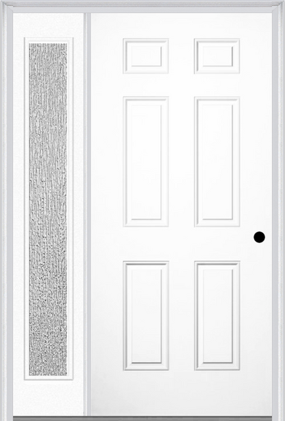 MMI 6 PANEL 3'0" X 6'8" FIBERGLASS SMOOTH EXTERIOR PREHUNG DOOR WITH 1 FULL LITE CLEAR OR PRIVACY/TEXTURED GLASS SIDELIGHT 21