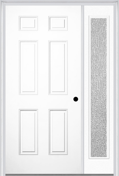 MMI 6 PANEL 3'0" X 6'8" FIBERGLASS SMOOTH EXTERIOR PREHUNG DOOR WITH 1 FULL LITE CLEAR OR PRIVACY/TEXTURED GLASS SIDELIGHT 21