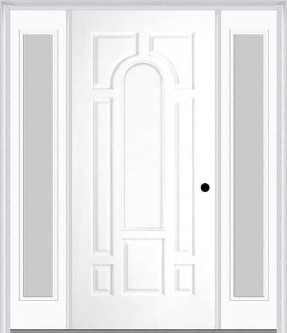 MMI 8 PANEL CENTER ARCH 3'0" X 6'8" FIBERGLASS SMOOTH EXTERIOR PREHUNG DOOR WITH 2 FULL LITE CLEAR OR PRIVACY/TEXTURED GLASS SIDELIGHTS 630