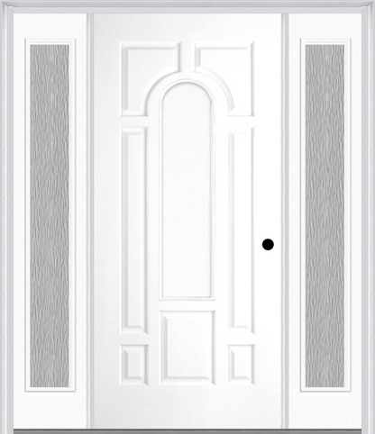 MMI 8 PANEL CENTER ARCH 3'0" X 6'8" FIBERGLASS SMOOTH EXTERIOR PREHUNG DOOR WITH 2 FULL LITE CLEAR OR PRIVACY/TEXTURED GLASS SIDELIGHTS 630