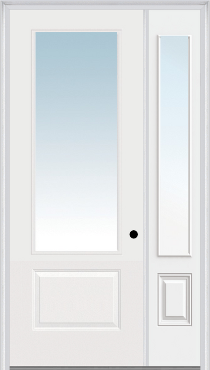 MMI 3/4 LITE 1 PANEL DIRECT GLAZED 3'0" X 8'0" FIBERGLASS SMOOTH PRO CLEAR GLASS EXTERIOR PREHUNG DOOR WITH 1 3/4 LITE 14 INCHES SIDELIGHT 608