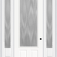 MMI 3/4 LITE 2 PANEL 3'0" X 8'0" FIBERGLASS SMOOTH TEXTURED/PRIVACY GLASS EXTERIOR PREHUNG DOOR WITH 2 3/4 LITE 14 INCHES SIDELIGHTS 607