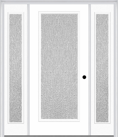 MMI FULL LITE 3'0" X 6'8" TEXTURED/PRIVACY FIBERGLASS SMOOTH EXTERIOR PREHUNG DOOR WITH 2 FULL LITE TEXTURED/PRIVACY GLASS SIDELIGHTS 686