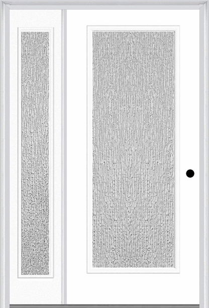 MMI FULL LITE 3'0" X 6'8" TEXTURED/PRIVACY FIBERGLASS SMOOTH EXTERIOR PREHUNG DOOR WITH 1 FULL LITE TEXTURED/PRIVACY GLASS SIDELIGHT 686