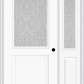 MMI 1/2 LITE 1 PANEL 3'0" X 6'8" TEXTURED/PRIVACY FIBERGLASS SMOOTH EXTERIOR PREHUNG DOOR WITH 1 HALF LITE TEXTURED/PRIVACY GLASS SIDELIGHT 682