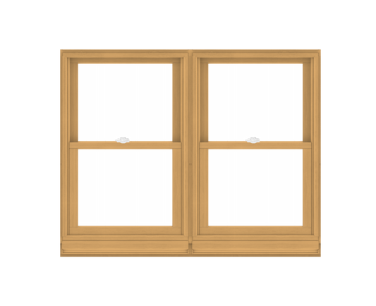 ANDERSEN WINDOWS 400 SERIES TWIN DOUBLE HUNG 63-3/8" WIDE EQUAL SASH VINYL EXTERIOR WOOD INTERIOR LOW-E4 DUAL PANE GLASS FULL SCREEN INCLUDED GRILLES OPTIONAL TW2632-2, TW2636-2, TW26310-2, TW2642-2, TW2646-2, TW26410-2, OR TW2652-2