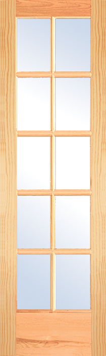 MMI 10 LITE CLEAR 6'8" X 1-3/8 PRIMED PINE OR PINE TRUE DIVIDED OVOLO TEMPERED GLASS INTERIOR FRENCH DOOR