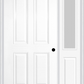 MMI TRUE 4 PANEL 3'0" X 6'8" FIBERGLASS SMOOTH EXTERIOR PREHUNG DOOR WITH 1 HALF LITE CLEAR OR PRIVACY/TEXTURED GLASS SIDELIGHT 40