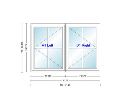 ANDERSEN WINDOWS 400 SERIES VENTING TWIN/DOUBLE CASEMENT 40-3/4" WIDE VINYL EXTERIOR WOOD INTERIOR LOW-E4 DUAL PANE ARGON FILL GLASS FULL SCREENS INCLUDED GRILLES/TEMPERED OPTIONAL CN22, CN225, CN23, CN235, CN24, CN245, CN25, CN255, OR CN26