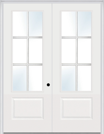 MMI TWIN/DOUBLE 3/4 LITE 1 PANEL DIRECT GLAZE 6'0" X 8'0" FIBERGLASS SMOOTH PRO CLEAR LOW-E GLASS EXTERIOR PREHUNG DOOR